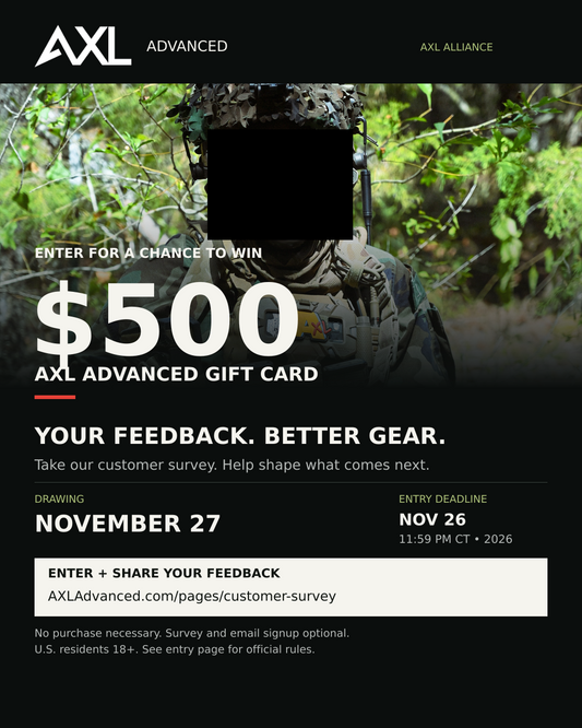 AXL Alliance $500 gift card giveaway, with a November 27, 2026 drawing and November 26 entry deadline. Hero image with face concealed.